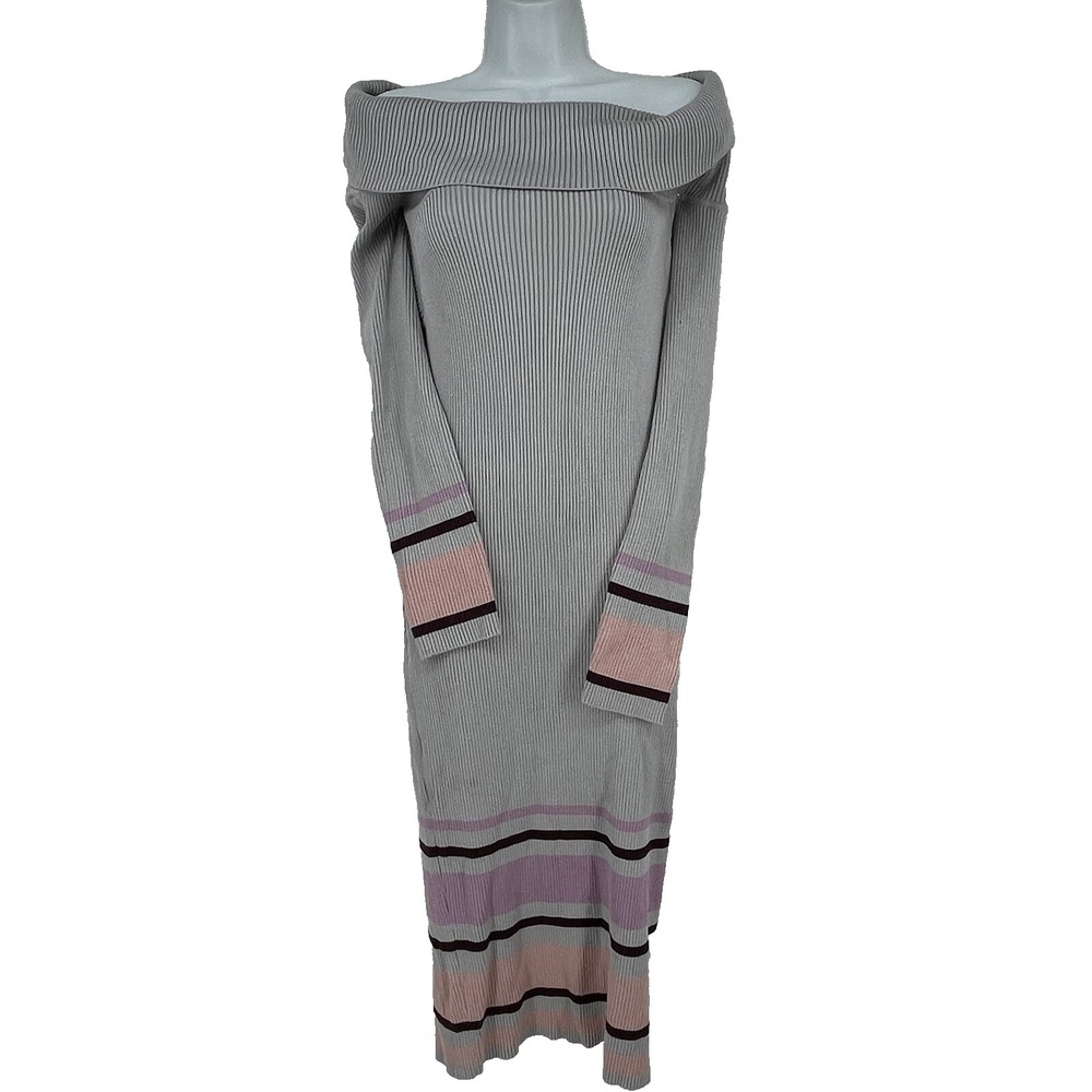 Fashion To Figure‎ Knit Off-shoulder Sweater Dress Size 1 Long Sleeve Bodycon